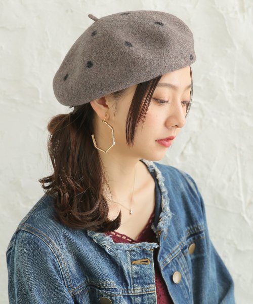ドット柄ウールベレー帽 オシャレウォーカー Osharewalker D Fashion