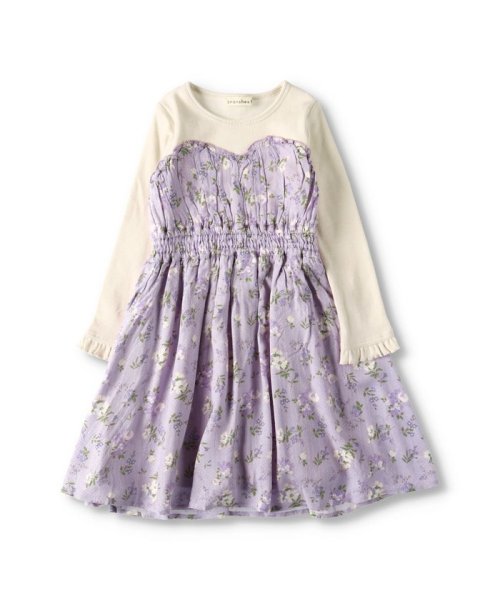 セール 花柄ドッキング長袖ワンピース ブランシェス Branshes D Fashion セール 花柄ドッキング長袖ワンピース ブランシェス Branshes D Fashion
