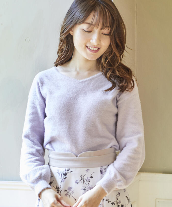 ミッシュマッシュ Vネック 薄手長袖ニット 38 (M) ブラック 春