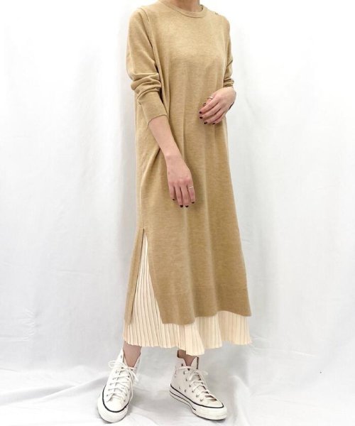 セール プリーツペチ付ニットワンピース フレディエミュ Fredy Emue D Fashion セール プリーツペチ付ニットワンピース フレディエミュ Fredy Emue D Fashion