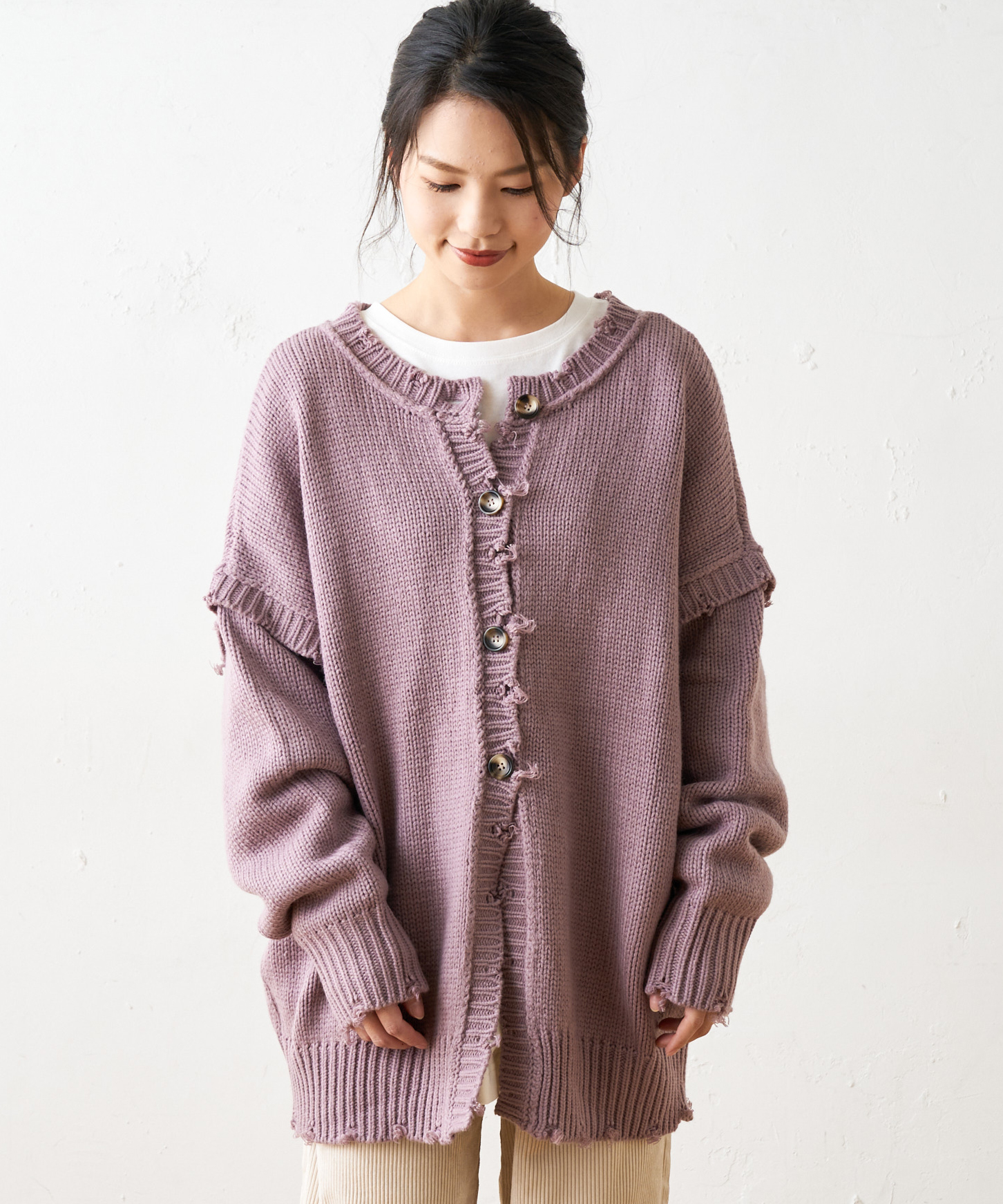 DAIRIKU ダメージニット オリーブ色 Layered Damage Knit (20AW K-2) | DAIRIKU / トップス (MEN
