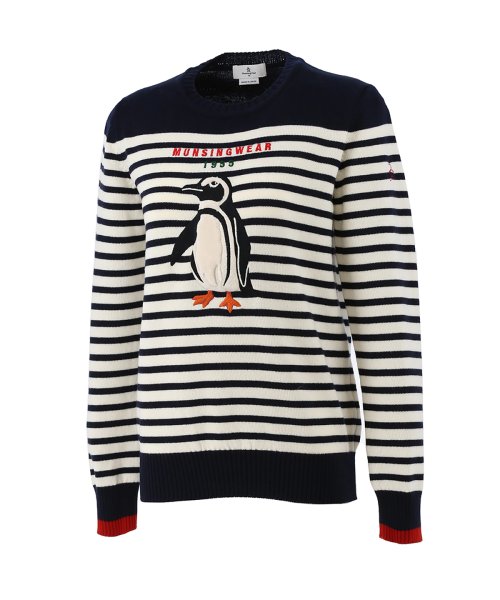 セール ファーアップリケペンギン刺繍ボーダーセーター マンシングウェア Munsingwear D Fashion セール ファーアップリケペンギン刺繍ボーダーセーター マンシングウェア Munsingwear D Fashion