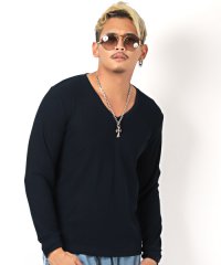 LUXSTYLE/ワッフルVネック長袖Tシャツ/ロンT メンズ 長袖Tシャツ ワッフル Vネック/503648923