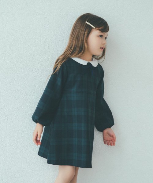Tw ブラックウォッチ 白襟ワンピース グリーンレーベルリラクシング キッズ Green Label Relaxing Kids D Fashion