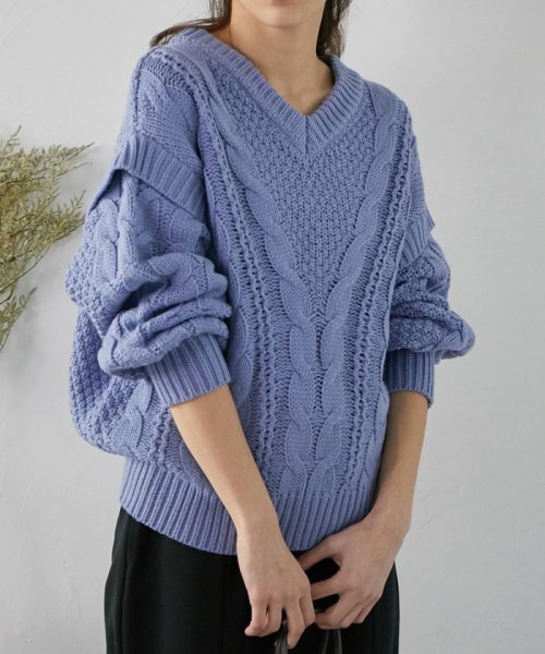 セール 袖タックケーブルプルオーバー ビス Vis D Fashion セール 袖タックケーブルプルオーバー ビス Vis D Fashion