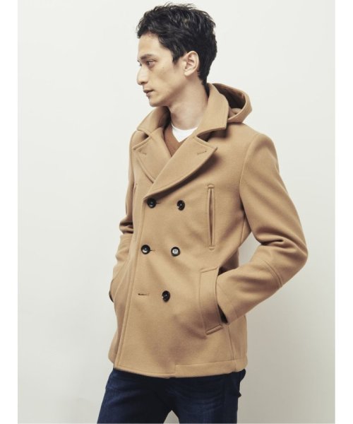 ストレッチメルトン フード付ピーコート エムエフエディトリアル M F Editorial D Fashion