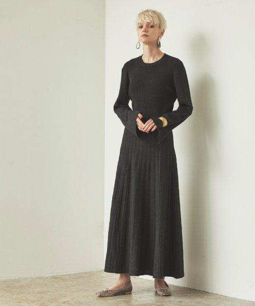 プリーツスカートニットロングワンピース ティティベイト Titivate D Fashion