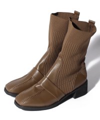 STYLEBLOCK/スタイルブロック STYLEBLOCK PUレザー切替ソックスブーツ/503652417