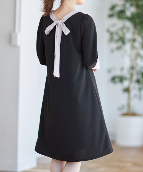 後ろりぼん付き配色ワンピース トッコクローゼット Tocco Closet D Fashion 後ろりぼん付き配色ワンピース トッコクローゼット Tocco Closet D Fashion