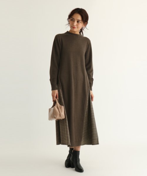 セール Scotclub スコットクラブ チェックパネルニットワンピース スコットクラブ Scotclub D Fashion