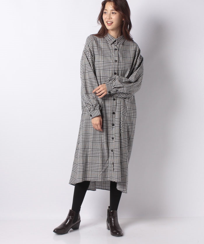 セール】モールグレンチェックシャツワンピース(503663994 セール】モールグレンチェックシャツワンピース(503663994