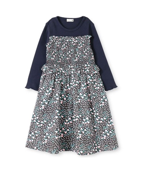 胸元シャーリング花柄ワンピース ブランシェス Branshes D Fashion 胸元シャーリング花柄ワンピース ブランシェス Branshes D Fashion