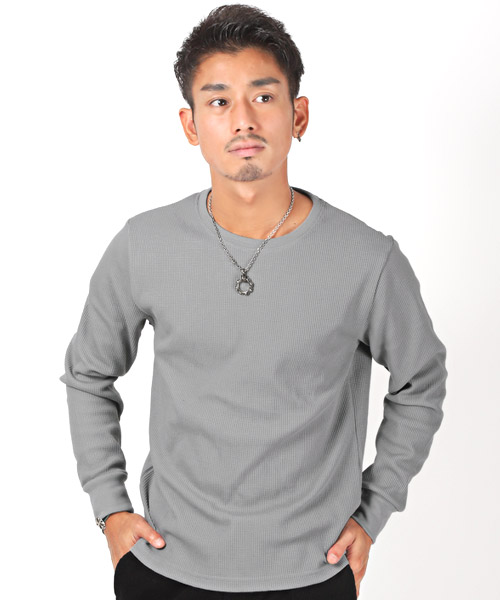 カイチ - オーバーサイズワッフルロンT - INTERFACTORY グレーM INTER FACTORY（インターファクトリー）の「カイチ - オーバー