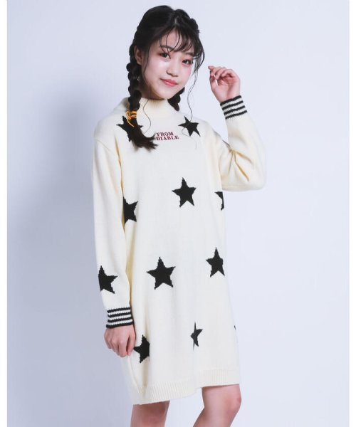 セール ラメ 星柄 ジャガード アクリル ニット ワンピース 130cm 160cm ディアブル Diable D Fashion