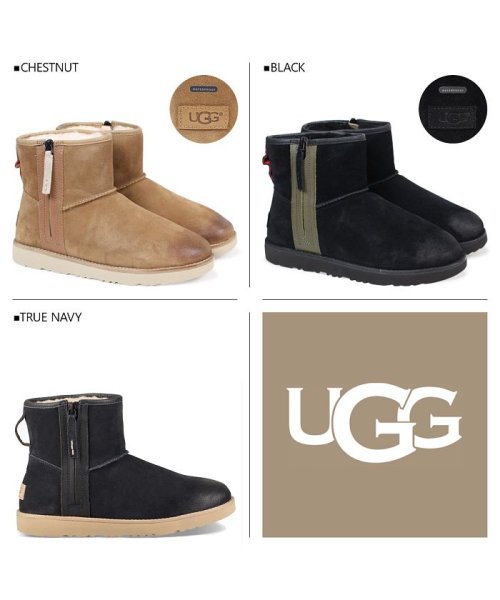 Ugg アグ クラシック ミニ ムートンブーツ メンズ Mens Classic Mini Zip Waterproof シープスキン スエード アグ Ugg D Fashion