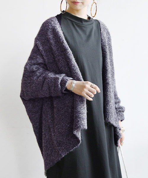 エミュラル Emural ブークレニットトッパーカーディガン M L レディース 秋冬 カーディガン ニットカーデ グレー ダークベージュ モカ ワインレッド アンドイット And It D Fashion