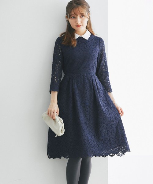 襟付きウエストりぼんスカラップフラワーレースワンピース トッコクローゼット Tocco Closet D Fashion