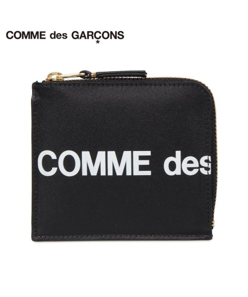 コムデギャルソン Comme Des Garcons 財布 ミニ財布 メンズ レディース L字ファスナー 本革 Huge Logo Wallet ブラック 黒 コムデギャルソン Commedesgarcons D Fashion