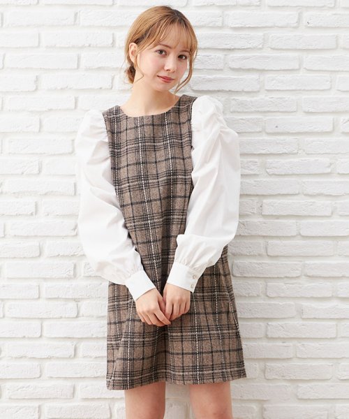 セール 袖異素材チェック柄ワンピース イング Ingni D Fashion セール 袖異素材チェック柄ワンピース イング Ingni D Fashion