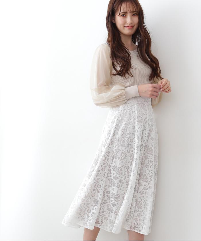 売れ筋商品 希少な限定品新品 ジルスチュアート白ロングスカート裾 