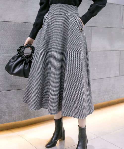 クーポン 千鳥格子 チェック柄 ハイウエスト スカート プリマゼル Primazel D Fashion