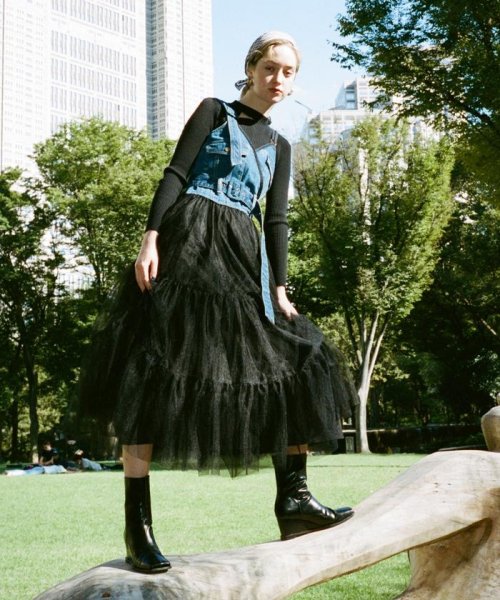 セール デニム チュールドッキングワンピース レディアゼル Redyazel D Fashion セール デニム チュールドッキングワンピース レディアゼル Redyazel D Fashion