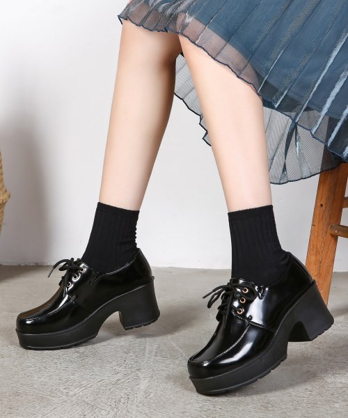 セール49 Off 超軽量厚底ソール マニッシュレースアップシューズ ヒール約6 0cm 1973 シュークロ Shoes In Closet D Fashion