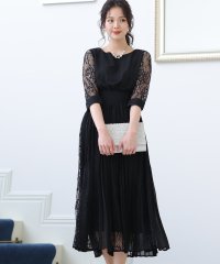 PourVous/レース＆プリーツ ロングドレス 結婚式 ワンピース パーティードレス/502907929