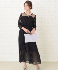 Lace Ladies/レース切替 七分袖プリーツデザインワンピースドレス/503711303