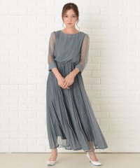 Lace Ladies/ドットチュールシアー袖シフォンロングワンピースドレス/503711306