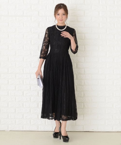 五分袖総レースワンピースドレス レースレディース Lace Ladies D Fashion