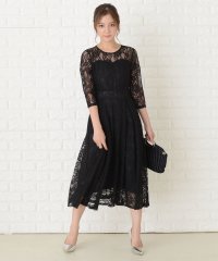 Lace Ladies/五分袖総レース ミモレ丈ワンピースドレス/503711317