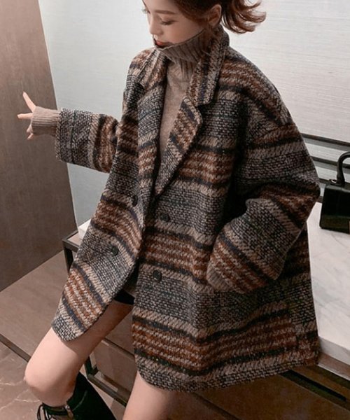 セール チェスター コート レディース アウター トレンチコート ショート丈 グレンチェック中綿ジャケット 秋冬 ゆったり 韓国風 ミニミニストア Miniministore D Fashion セール チェスター コート レディース アウター トレンチコート ショート丈 グレンチェック中綿ジャケット 秋冬 ゆったり 韓国風 ミニミニストア Miniministore D Fashion