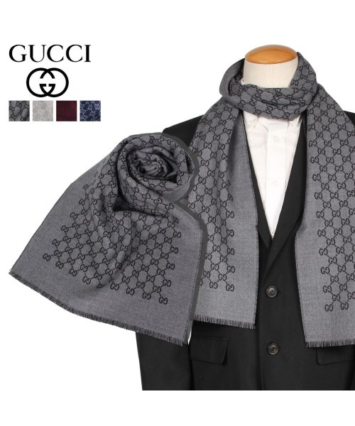 グッチ Gucci マフラー ストール メンズ レディース Ggパターン リバーシブル Sc Sogi Scarf グレー g0 グッチ Gucci D Fashion
