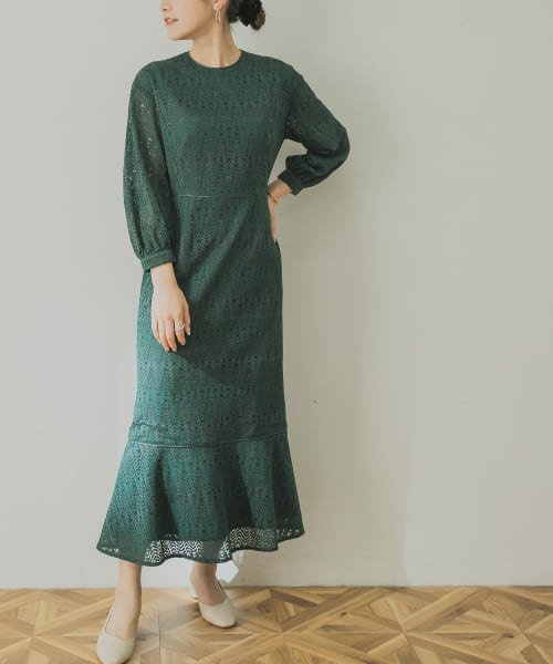 リーフレースペプラムワンピース アーバンリサーチ Urban Research D Fashion リーフレースペプラムワンピース アーバンリサーチ Urban Research D Fashion