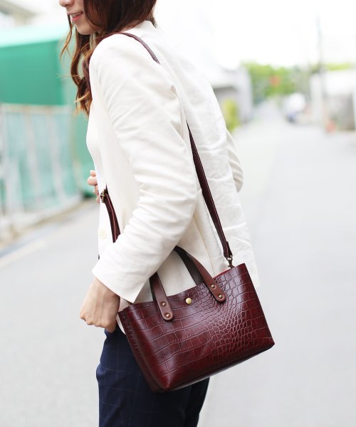 Haleine 牛革クロコダイル型押しミニショルダーバッグ アレンヌ Haleine D Fashion Haleine 牛革クロコダイル型押しミニショルダーバッグ アレンヌ Haleine D Fashion