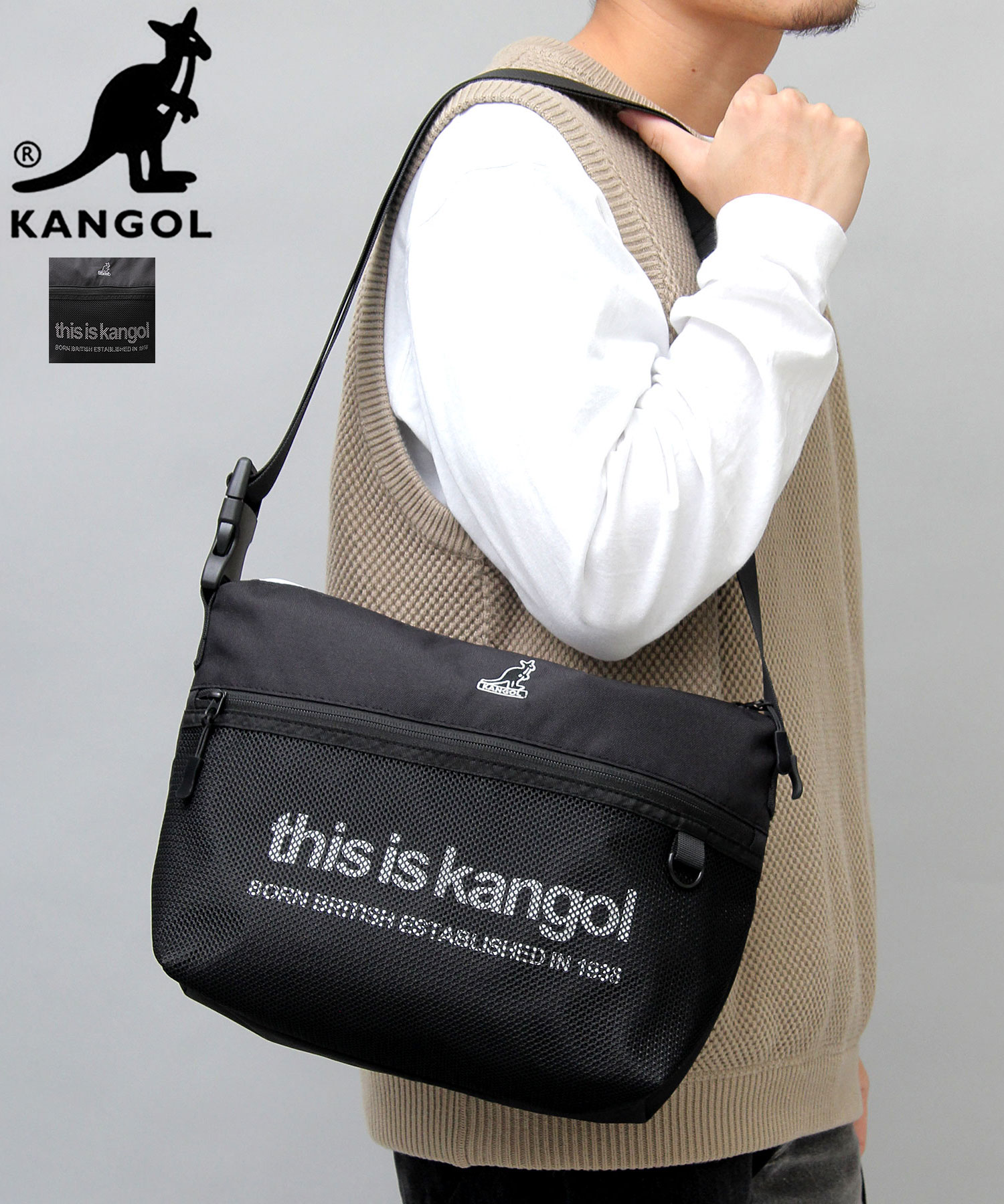KANGOL/カンゴール】メッシュポケットショルダーバッグ KANGOL/カンゴール】メッシュポケットショルダーバッグ