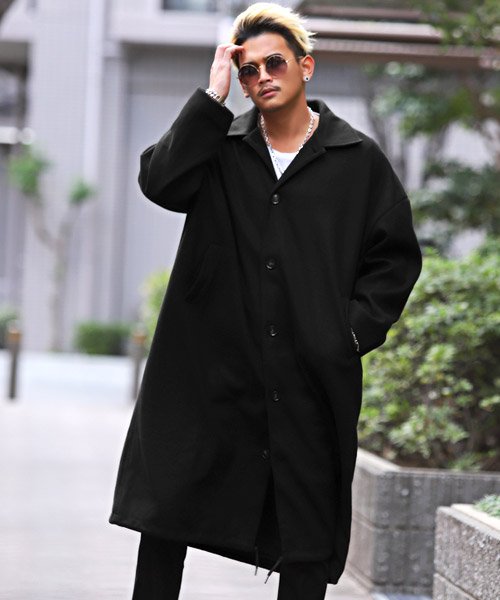 セール ビッグシルエットステンカラーコート ステンカラーコート メンズ コート メルトン ビッグシルエット ラグスタイル Luxstyle D Fashion