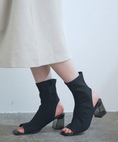 オープントゥニットクリアヒールブーツ ビス Vis D Fashion オープントゥニットクリアヒールブーツ ビス Vis D Fashion