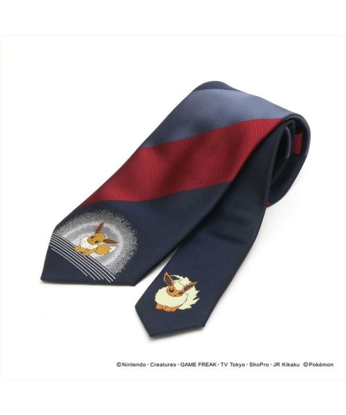 Pokemon ポケモン イーブイ ネクタイ エンジ系 ストライプ柄 小剣切り替え ブリックハウス Brickhouse D Fashion Pokemon ポケモン イーブイ ネクタイ エンジ系 ストライプ柄 小剣切り替え ブリックハウス Brickhouse D Fashion