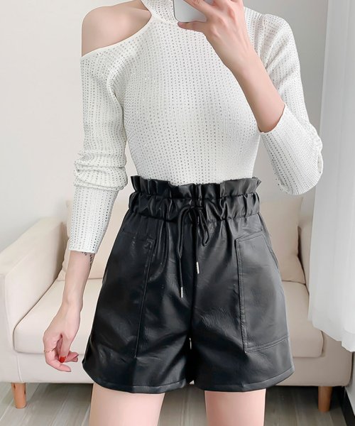 セール ボードショートパンツ レディース フェイクレザーショートパンツ レザーパンツ 短パン ショーパン 革 ボトムス 黒 ショッピングゴー Shoppinggo D Fashion