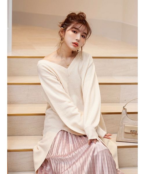 MAGASEEK/d fashion別注カラー】レイヤードスリットニット MAGASEEK/d fashion別注カラー】レイヤードスリットニット