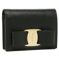 FERRAGAMO/フェラガモ FERRAGAMO 財布 二つ折り財布 レディース ヴァラレインボー リボン ミニ財布 FERRAGAMO 22D515 0725300 ブラック/503743537