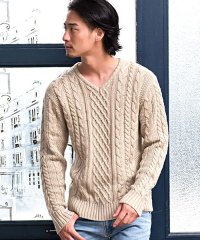 VICCI/ビッチ VICCI VICCI ケーブル編みVネック長袖ニットソー/500739062
