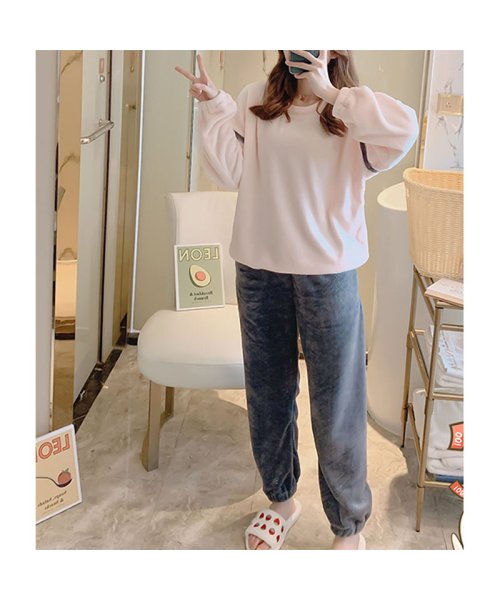 セール パジャマ 冬 セットアップ 可愛い ふわもこ ルームウェア フリースルームウェア 部屋着 シンプル 暖かい パンツ トップス リラックス在宅勤務 服 セイヘイショップ Seiheishop D Fashion