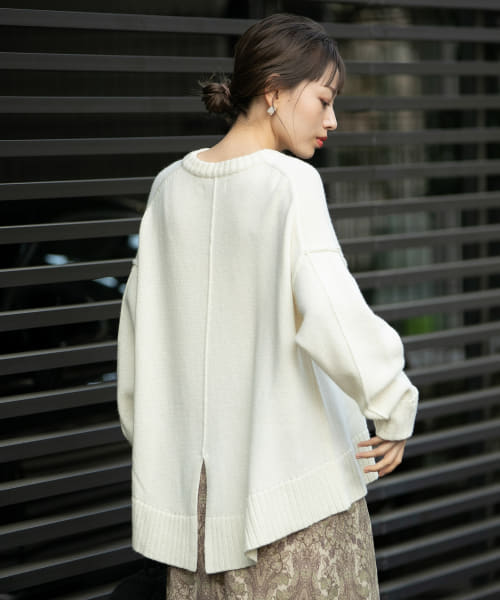セール 60%OFF】外接ぎクルーバックスリットニット(503751485