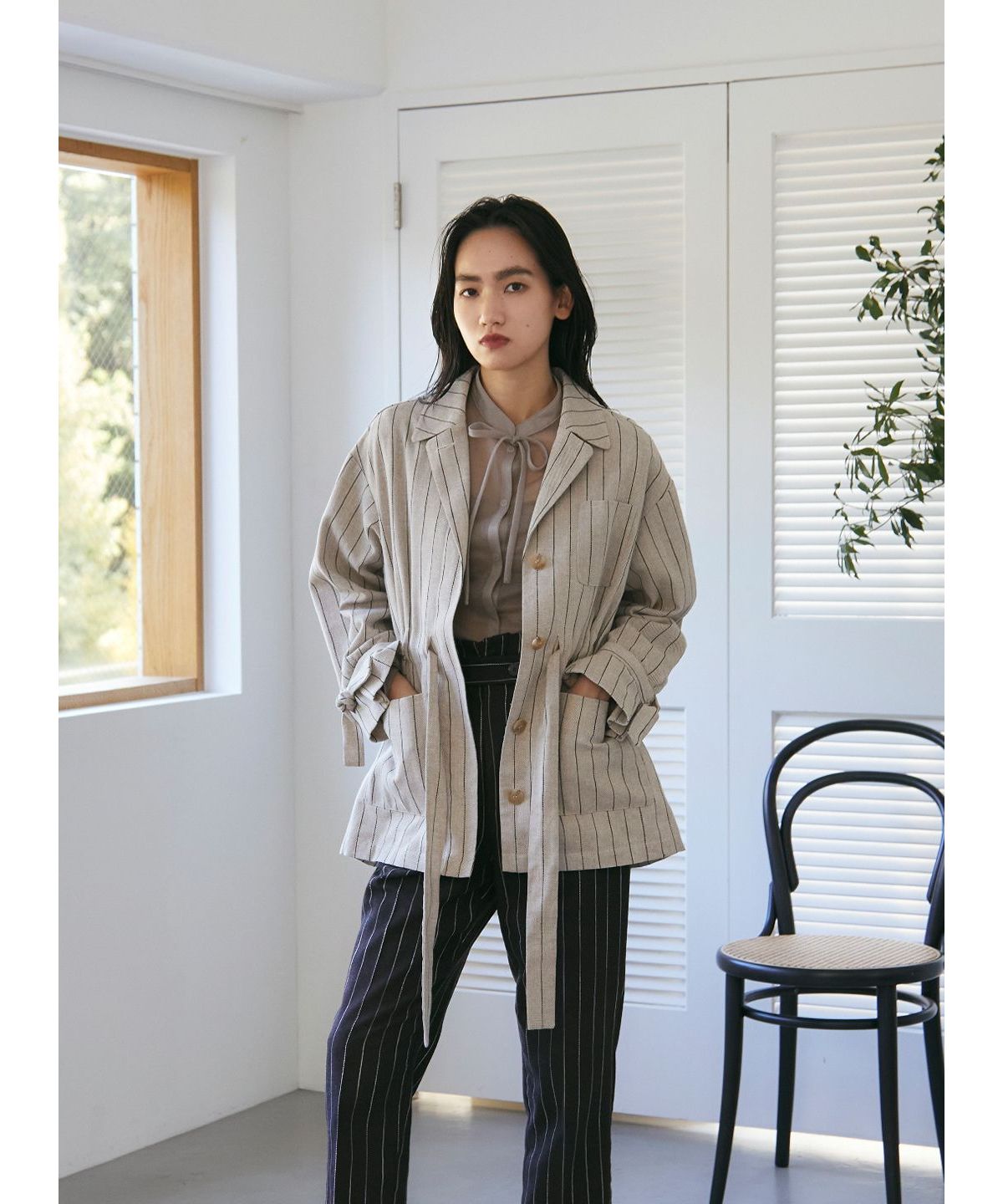 セール61%OFF】リネンストライプジャケット(503752595) | コエル(COEL
