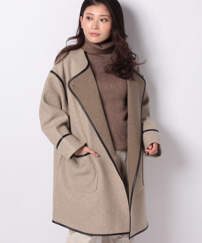 クーポン】【セール 50%OFF】ニットモッサパイピング付きコート クーポン】【セール 50%OFF】ニットモッサパイピング付きコート