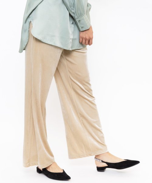 ベロアパンツ レディース ストレートパンツ ボトムス ウエストゴム ロングパンツ ミリアンデニ Mili An Deni D Fashion ベロアパンツ レディース ストレートパンツ ボトムス ウエストゴム ロングパンツ ミリアンデニ Mili An Deni D Fashion