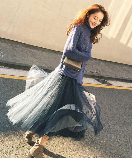 セール ニット Times チュールスカートセットアップスカート 韓国ファッション ガーリードール Girly Doll D Fashion